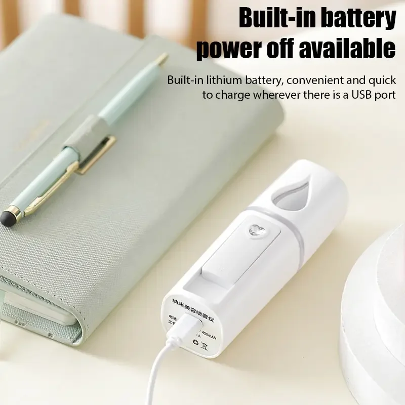 Mini Nano Mist Sprayer Cooler Facial Steamer Humidifier USB Rechargeable Face Moisturizing Nebulizer Beauty Skin Care