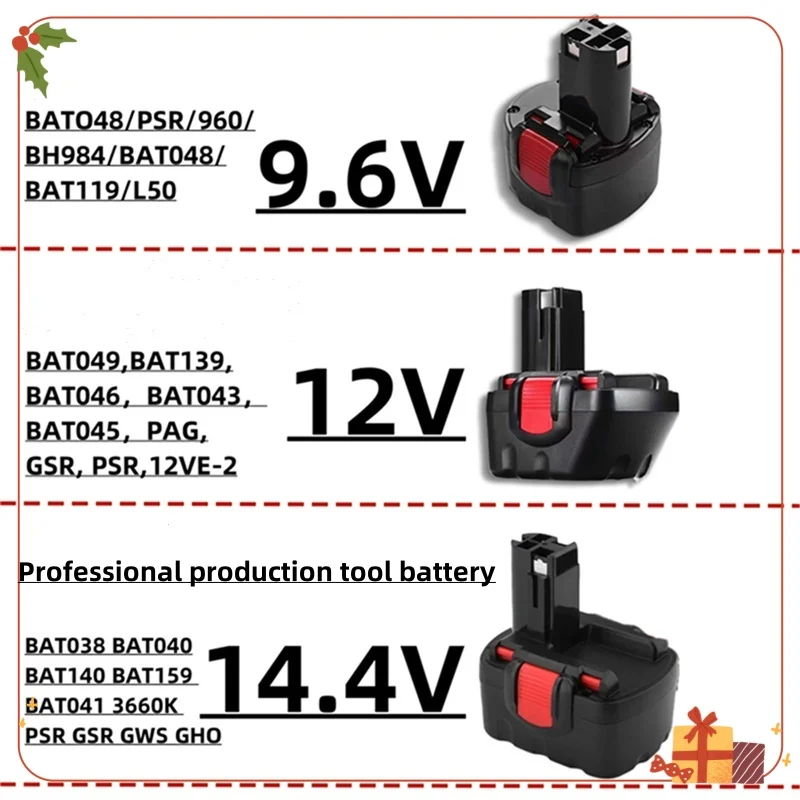 

12800mAh 9.6V, 12V, 14.4V Power Tool Replacement Batteries for BAT038, BAT040, BAT140, BAT043, D70745, PSR 12, BAT048, BH984