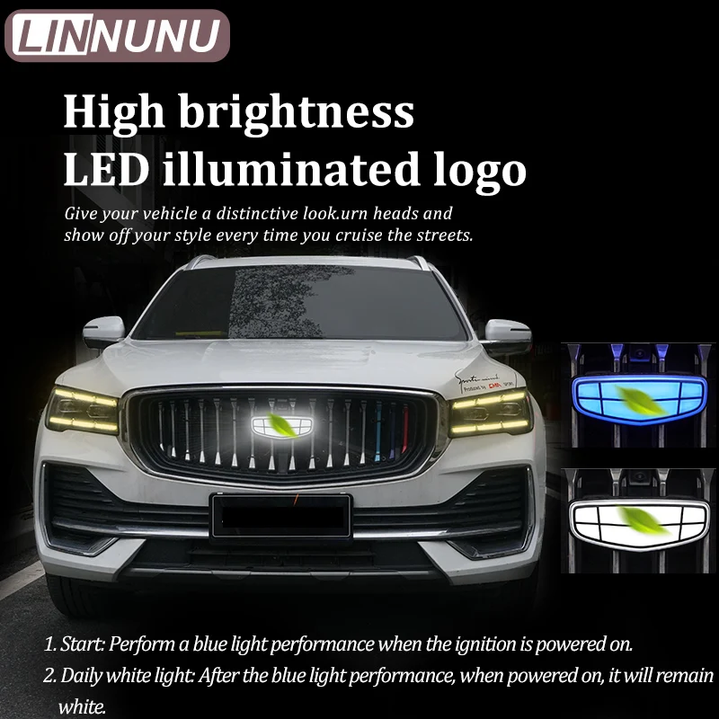 LINNUNU fit for Kx11 GEELY Monjaro Manjaro XingyueL LED Logo Car Illuminated Light for the front Grille of the vehicle Emblems