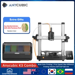 Anycúbico k3 combo impressão fdm multicolorida em 4 a 8 cores impressora 3d com velocidade máxima de impressão de 600 mm/s tamanho de construção 250mm x 250mm x 260m