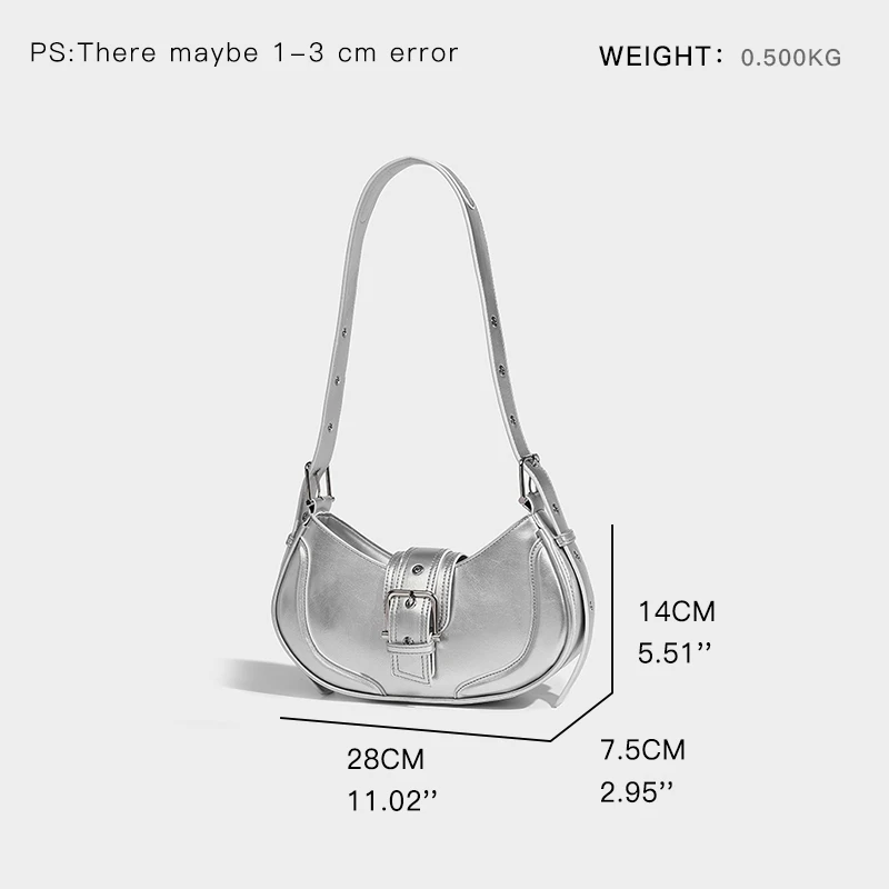 MABULA Adjustable Strap Female Underarm Shoulder Bag Vegant Leather Korean Stylish Hobo Tote Purse Hald Moon Cross Body Handbag