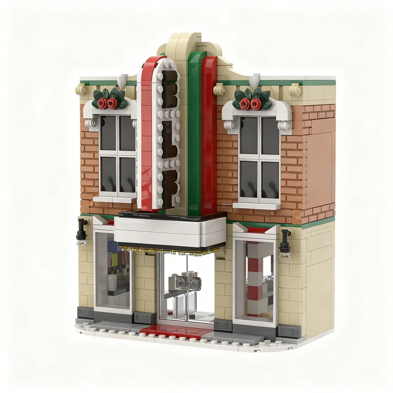 620pcs MOC Seasonal W20 Winter Village Movie Theater Model Building Blocks Christmas Gift Collectible Creative DIY Assembly Kit