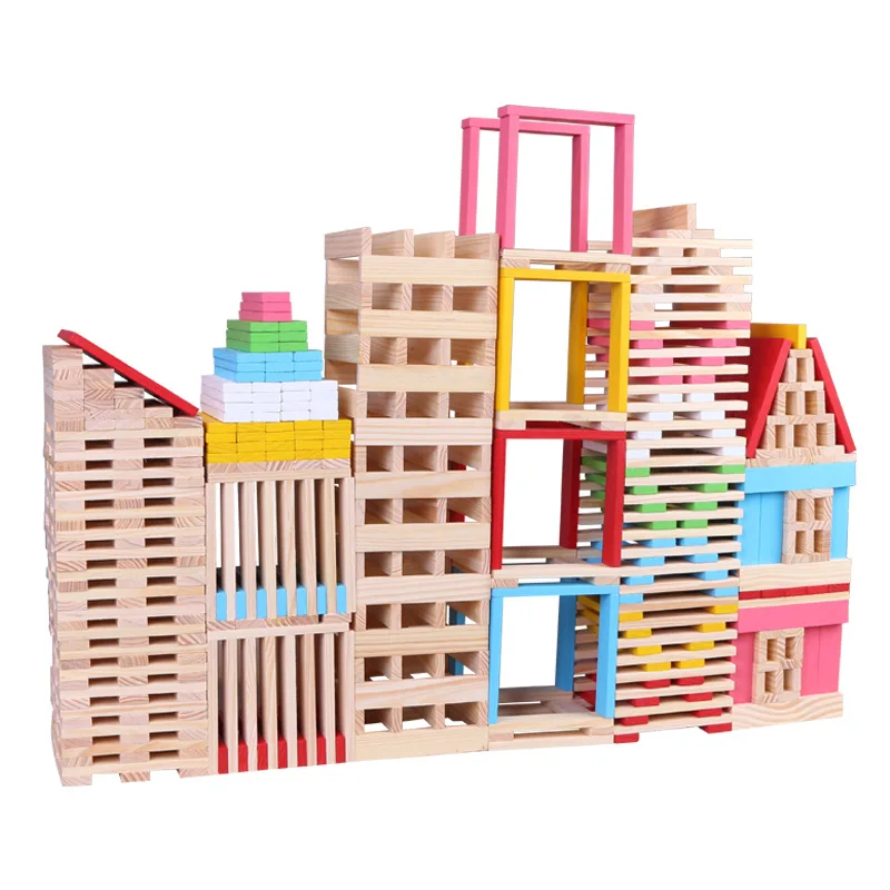 

Montessori Preschool Kindergarten Wooden Domino Bone Stacked High Children's Puzzle Blocks Balanced Log Color Toy Building Board