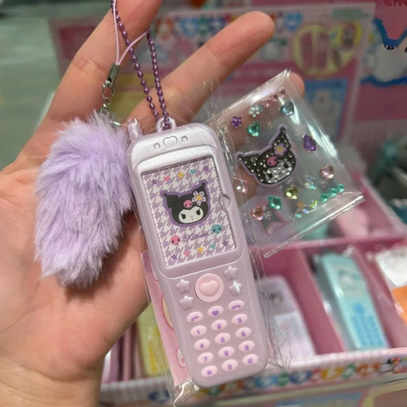 Gorąca wyprzedaż oryginalna Sanrio Kawaii moja melodia Kuromi w stylu telefonu komórkowego zawieszka Sanrio dziewczęca naklejka na serce prezent