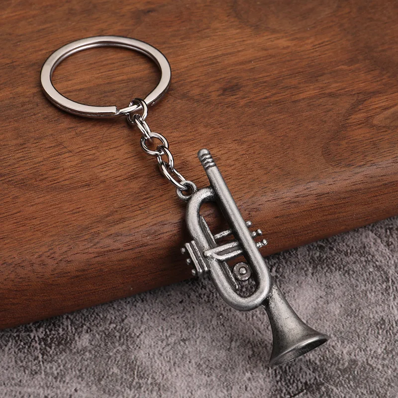 Saxophone Pendant Keychains for Men Women Fashion Alloy Musical Instruments Jewelry Horn Car Keyring Fine Father\'s Day Present