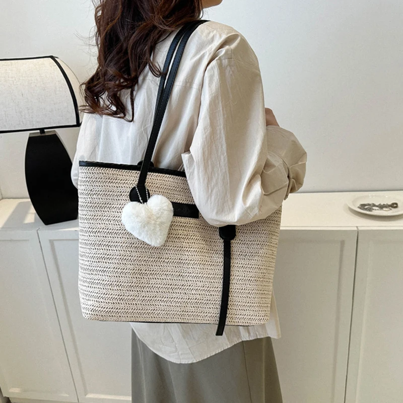 New Fashion Bucket Bag Summer Beach Large Capacity Portable Outgoing Small Shoulder Bag (No include Pendant)