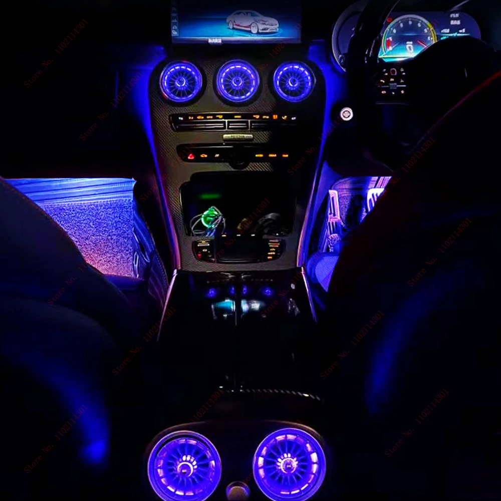 

LED Ambient Light Vents For Mercedes Benz C Class W205 W213 W156 W117 W176 Bluetooth APP Control Car Nozzle Turbine Air Outlet