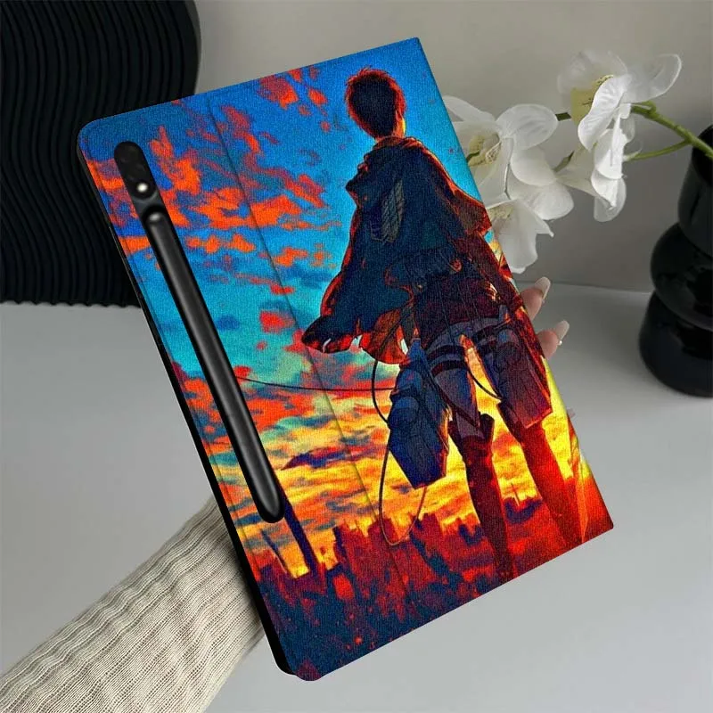 هجوم على تيتان الفن شعبية لسامسونج غالاكسي تاب S9 S10 S6 S7 S8 FE زائد لايت بوصة غطاء قابل للطي اللوحي