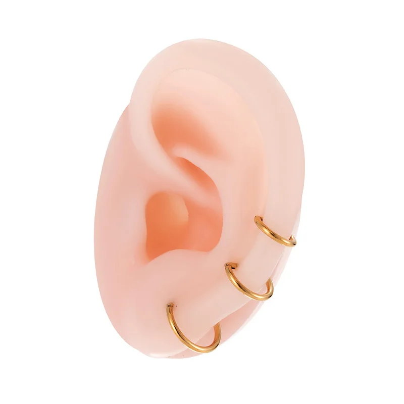 1Piece G23 Titanium Cartilage Hoop Earrings ASTM F136 Titanium D Shape Hinged Segment Clicker Septum Nose Ring Piercing Jewelry