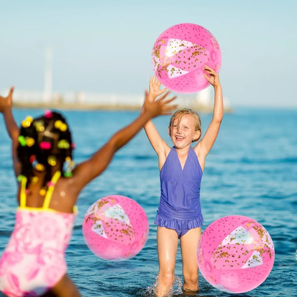 Piłka plażowa, balon wodny, nadmuchiwana piłka błyskowa konfetti zabawka basenowa ciężka piłka plażowa letnia impreza przy basenie woda zabawka na