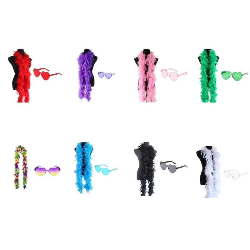Women Boas Scarf Sunglasses for Carnivals Parties Western Flapper Scarf Roleplay Party Costume Roleplay Outfit