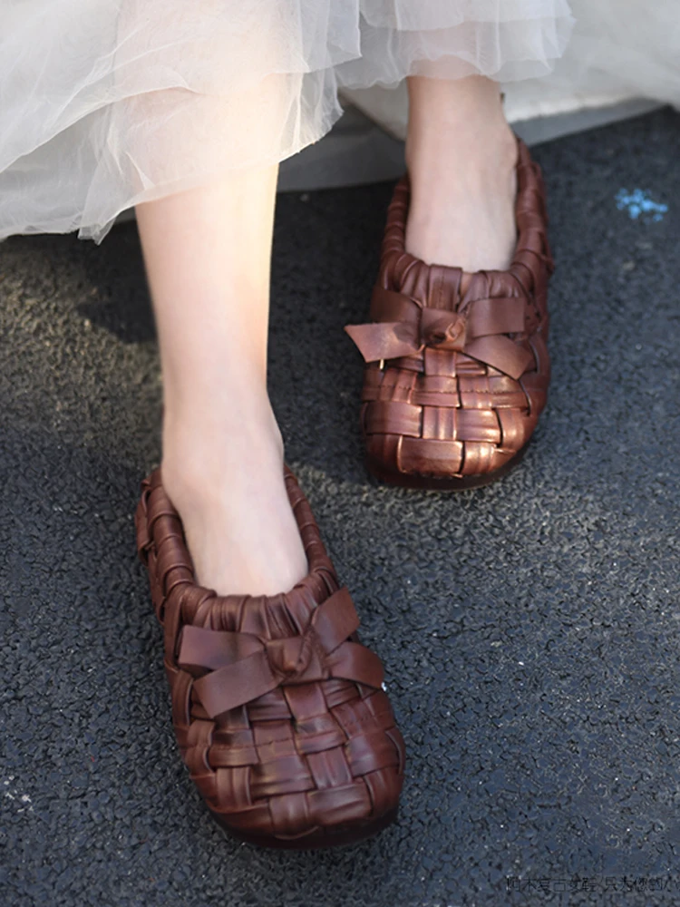 

Artmu Оригинальные женские туфли на плоской подошве с бантом, лоферы без шнуровки, туфли с круглой головкой, весенние роскошные туфли из натуральной кожи на мягкой подошве