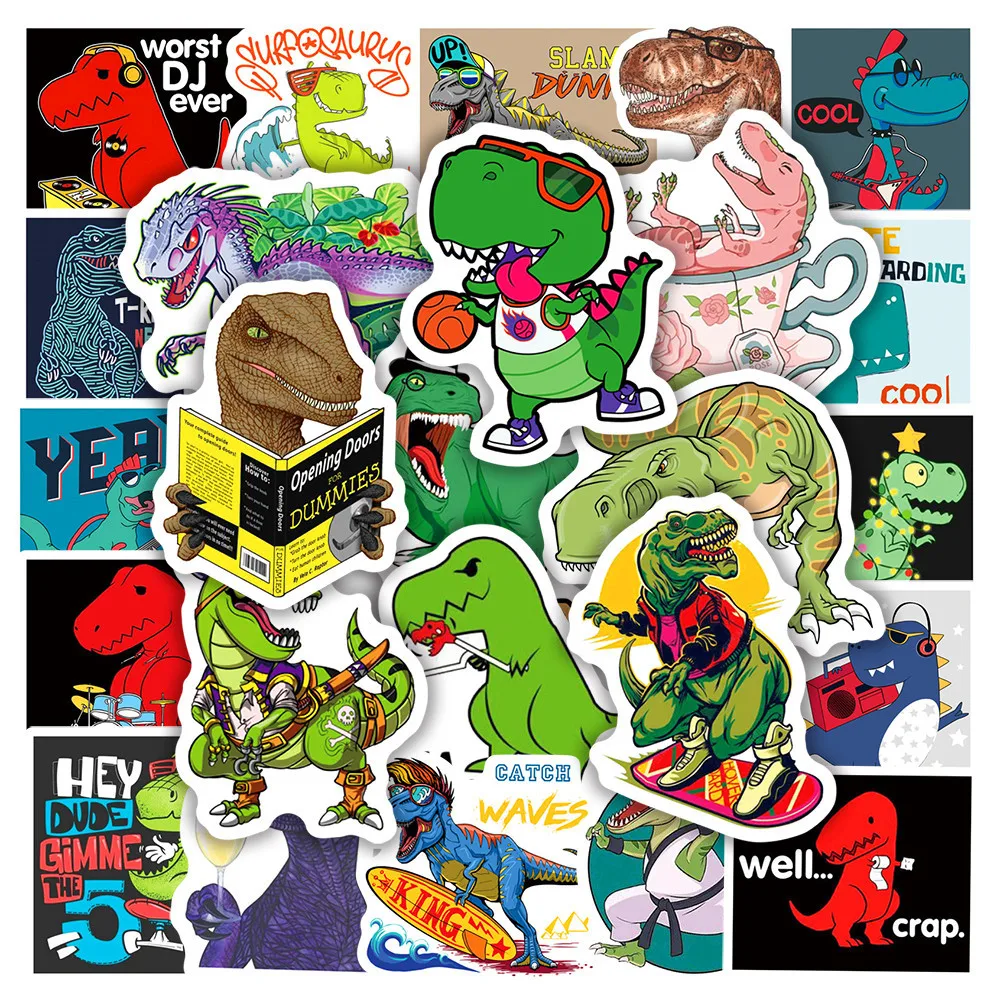 

50Pcs Hip Hop Little Dinosaur Series Graffiti Stickers Suitable for Laptop Helmets Desktop Decoration DIY Stickers Toy Wholesale