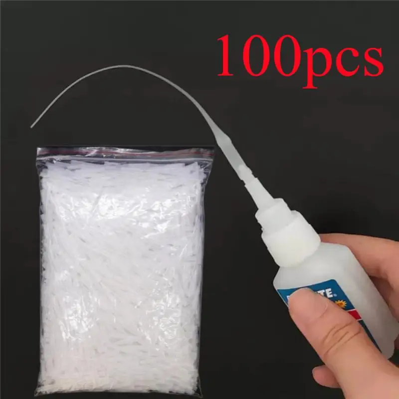 100pcs/pack Glue Micro-Tips Plastic Glue Bottle Tips Glue Extender Precision Applicator Dropping Tube Nozzle For Crafting Lab