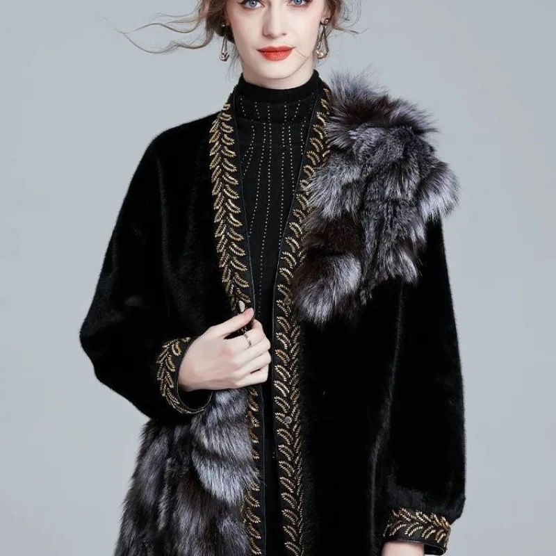 Fox Winter Pelzjacke Das neue Wist-cinching Perlendesign ist hochwertige, elegante, modische und warme, temperamentvolle Pendelmäntel