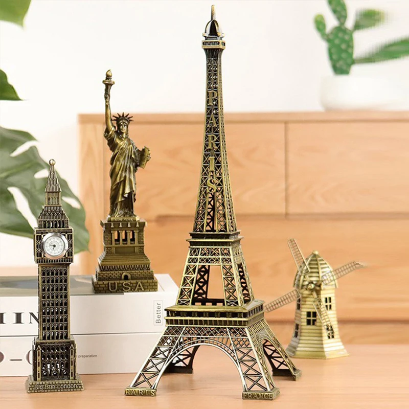 Bronze Paris EIFFEL Tower โลหะหัตถกรรมอุปกรณ์ตกแต่งบ้าน Figurine รูปปั้นของที่ระลึกการออกแบบตกแต่งภายในบ้าน