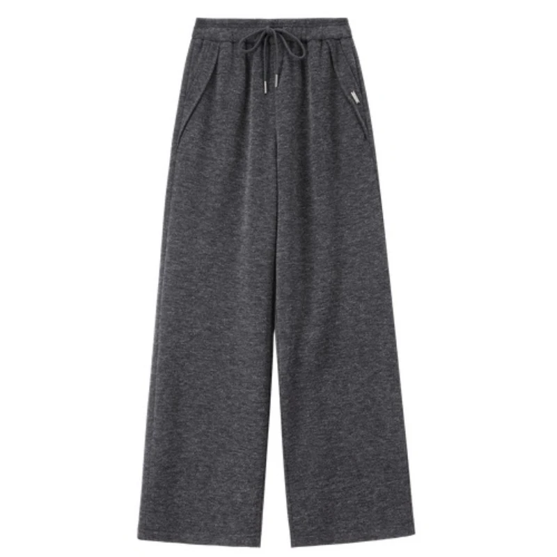 SENTUBILA Damen-Hose mit weitem Bein, 2025, Winter, Kordelzug, elastische Taille, Thermo-Fleece-gefütterte Hose, lockere Passform, Hose 154KD3402