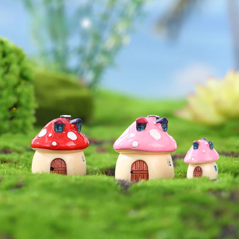 4PCS Mushroom House Moss Micro Landscape Mini Atmosphere Small Ornaments Castle Landscape Props Home Desktop Fun Ornaments