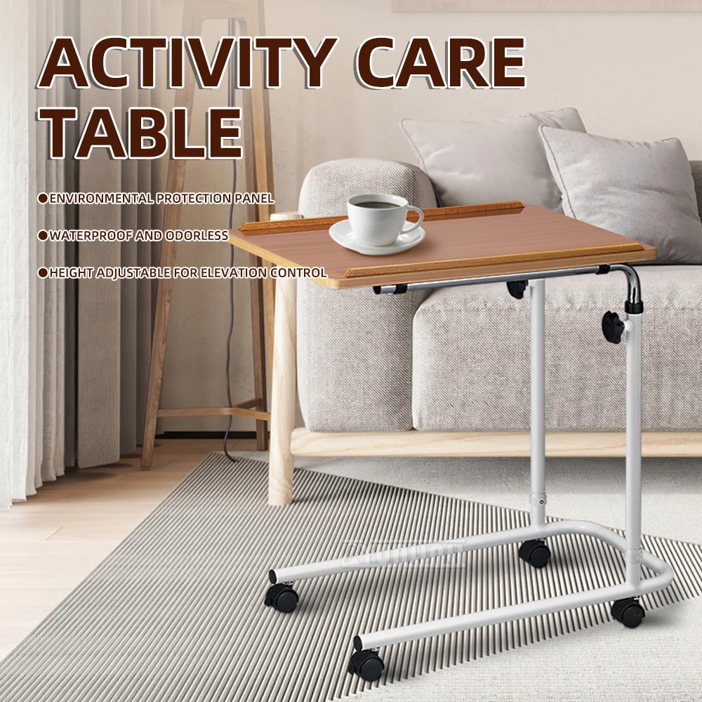 高齢者や患者のケアのための調節可能なオーバーベッドテーブル、高さ調節可能なモバイル病院ベッドサイドテーブル、介護施設向け