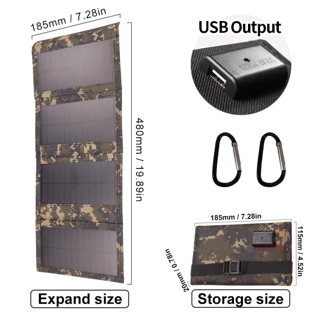Portable Solar Charger Foldable Photovoltaic Panel Mobile Phone Power Source For Outdoor Travel Fishing Camping Gear