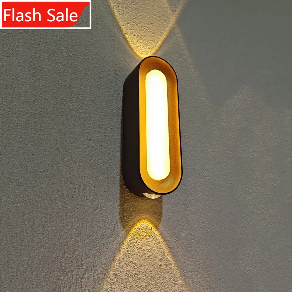 

ShinyYing Black Gold Aluminum Outdoor Wall Light, 2 in 1 Design with 3000K Warm LED for Villa Garden Porch Corridor