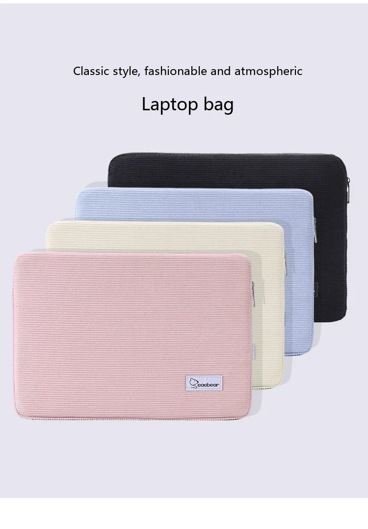 Corduroy-Laptop-Hülle 11-15,6 Zoll Retro-Schutztasche für Notebook und Tablet – Detail 10