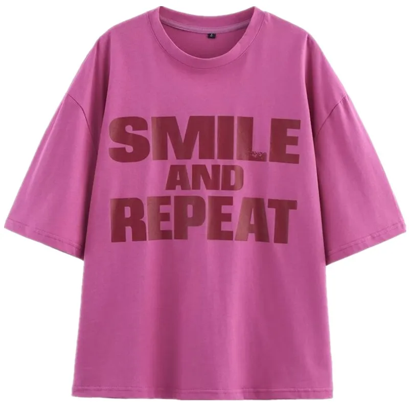 صيف 2025 المرأة عادية فضفاض تنوعا Waed تي شيرت مطبوع مريح ort Sve جولة Ne العادية طول Faion #5