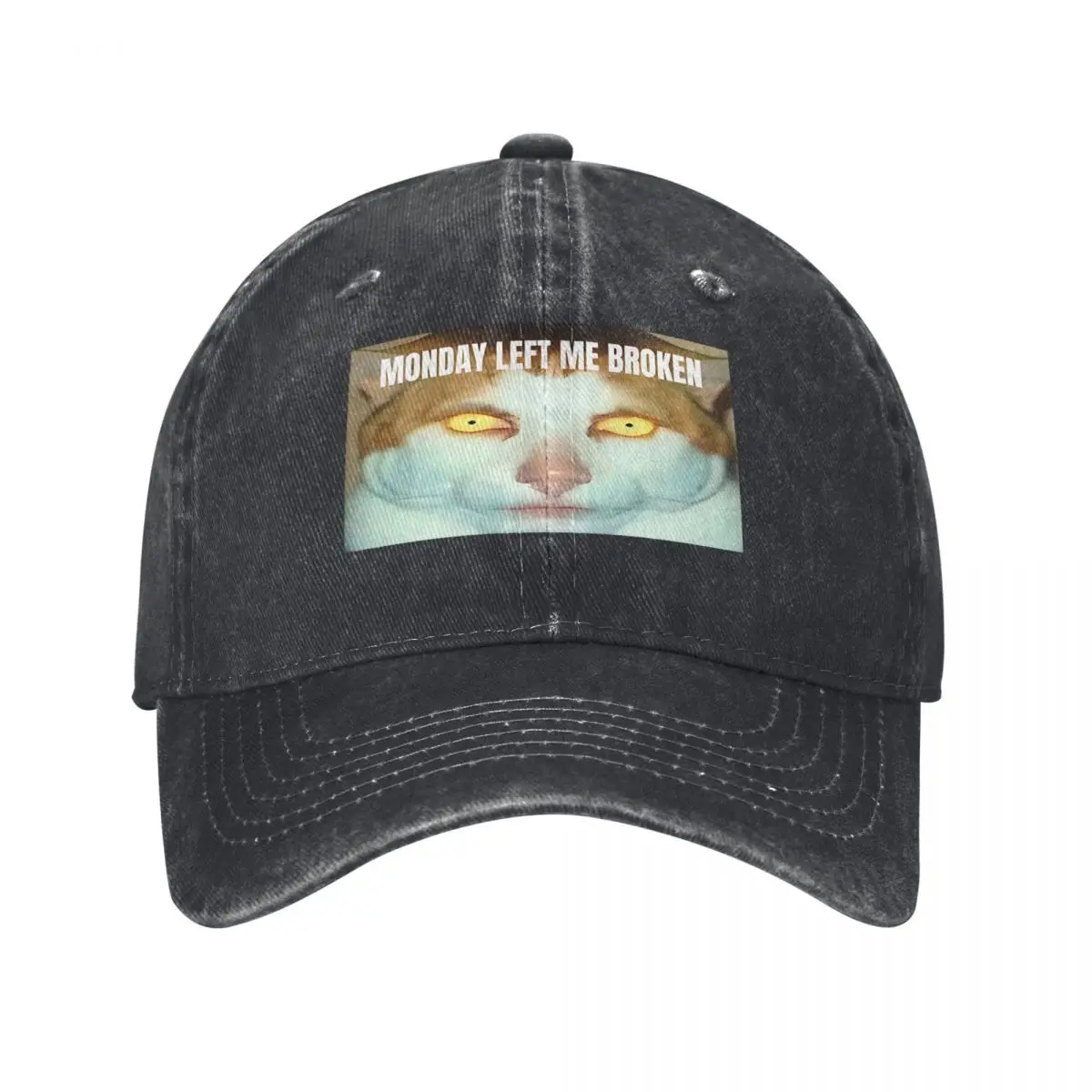 Meme Cat Linework Baseball Cap Men Hats Women Visor Protection Snapback Monday Left Me Broken Cat Caps