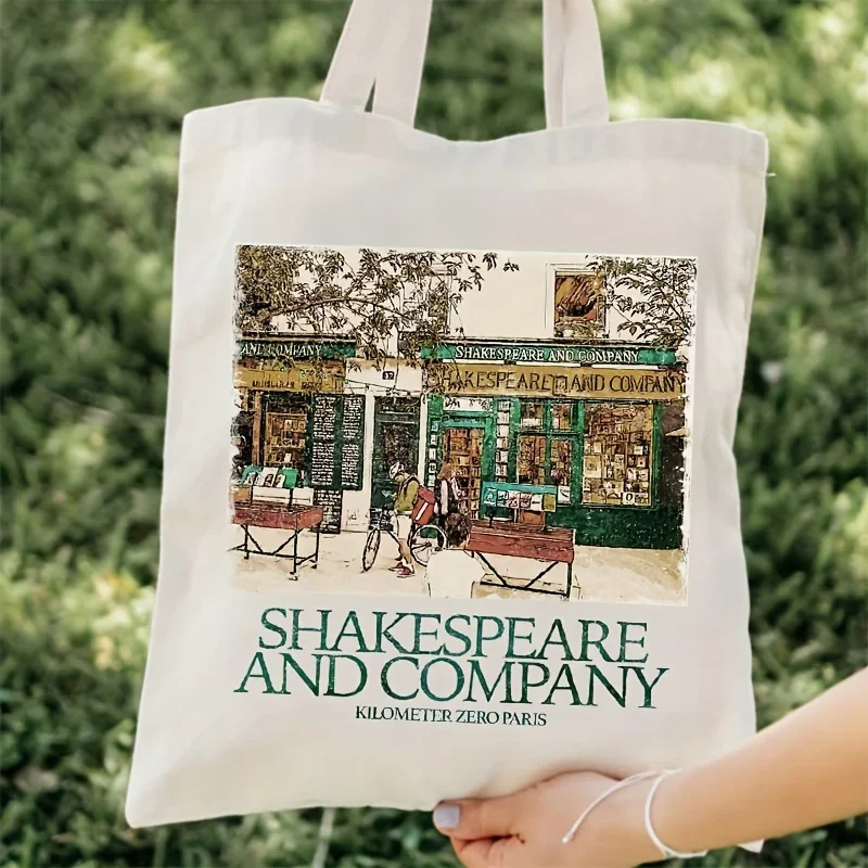 Shakespeare and Company Landscape Pattern Canvas Shoulder Bag for Travel & Daily Commuter Trendy Women\'s Shopping Bag Friend