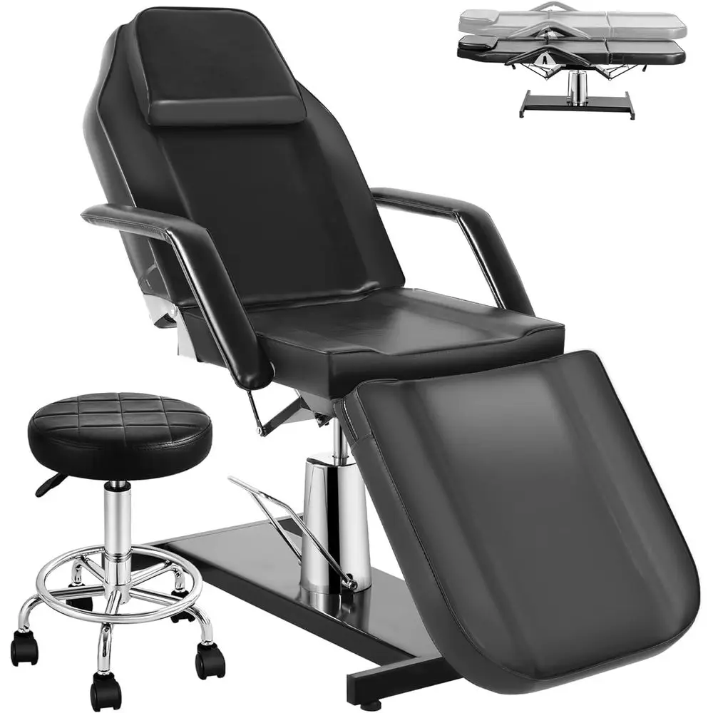 

Black 360° Swivel Aesthetician & Massage Chair with Hydraulic Lift and Rolling Stool