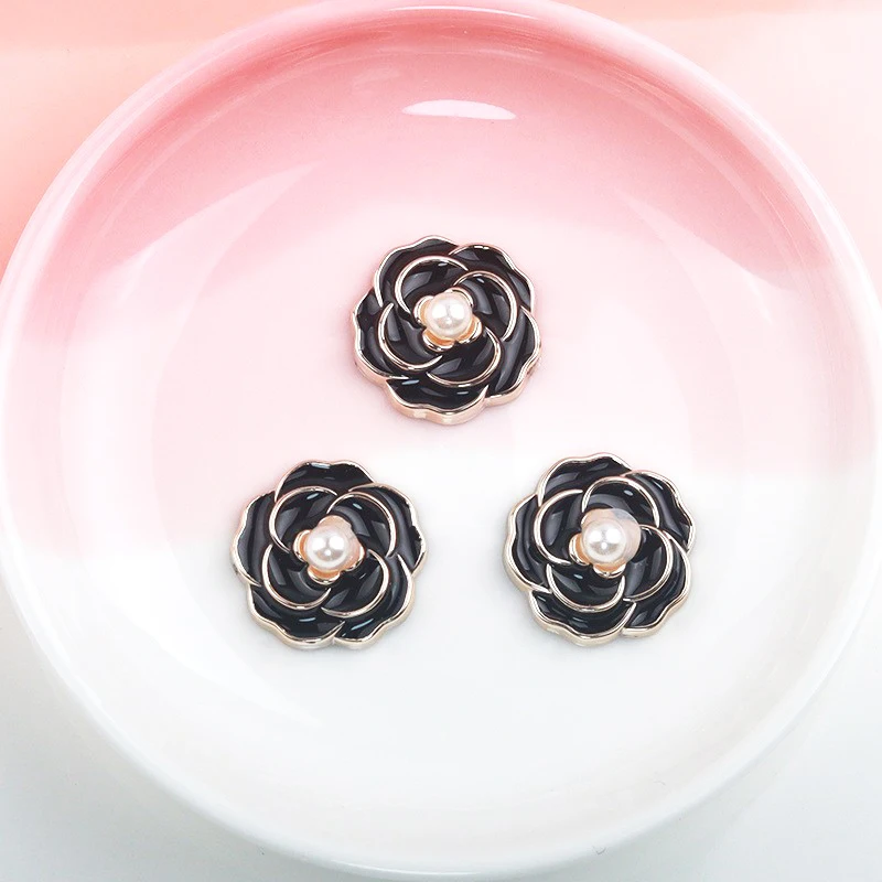 10Pcs17mm Plastic Flower Pearl Dropping Oil Craft Handmade Diy Wedding Dress Invitation Bow Headwear Decoration Accessories