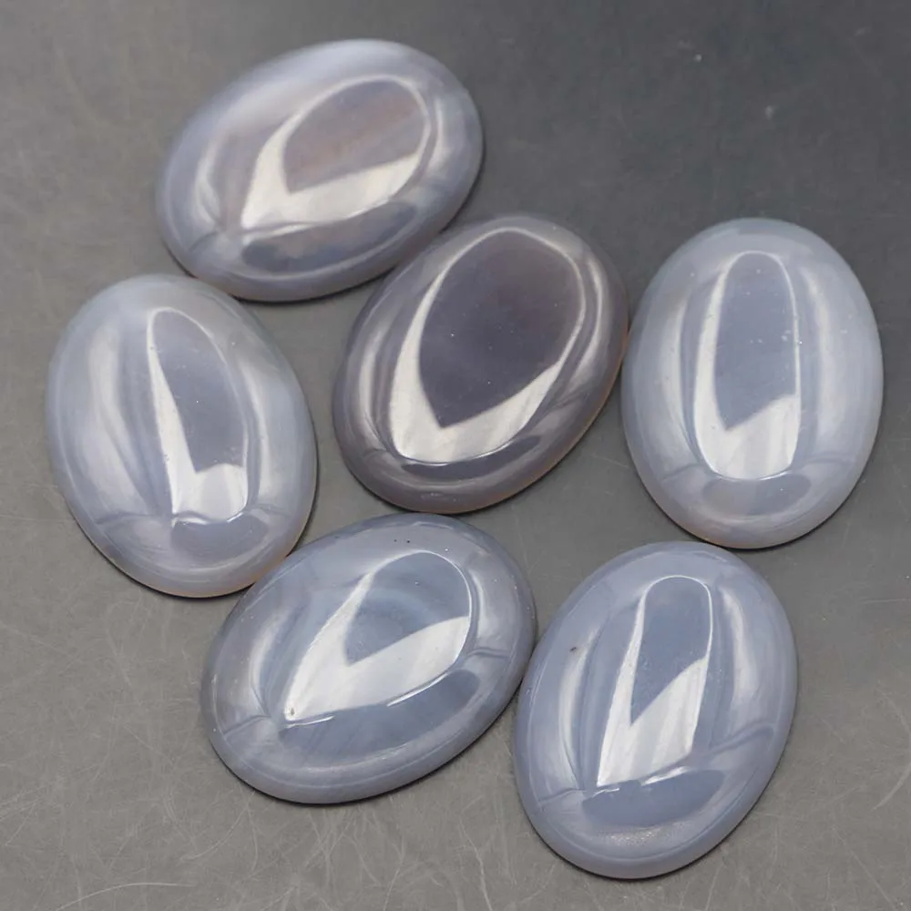 

30x40mm Natural Stone Grey Agate Oval Shape Cabochon Bead for Jewelry Material Clothes Accessories Wholesale 6pcs Free Shipping