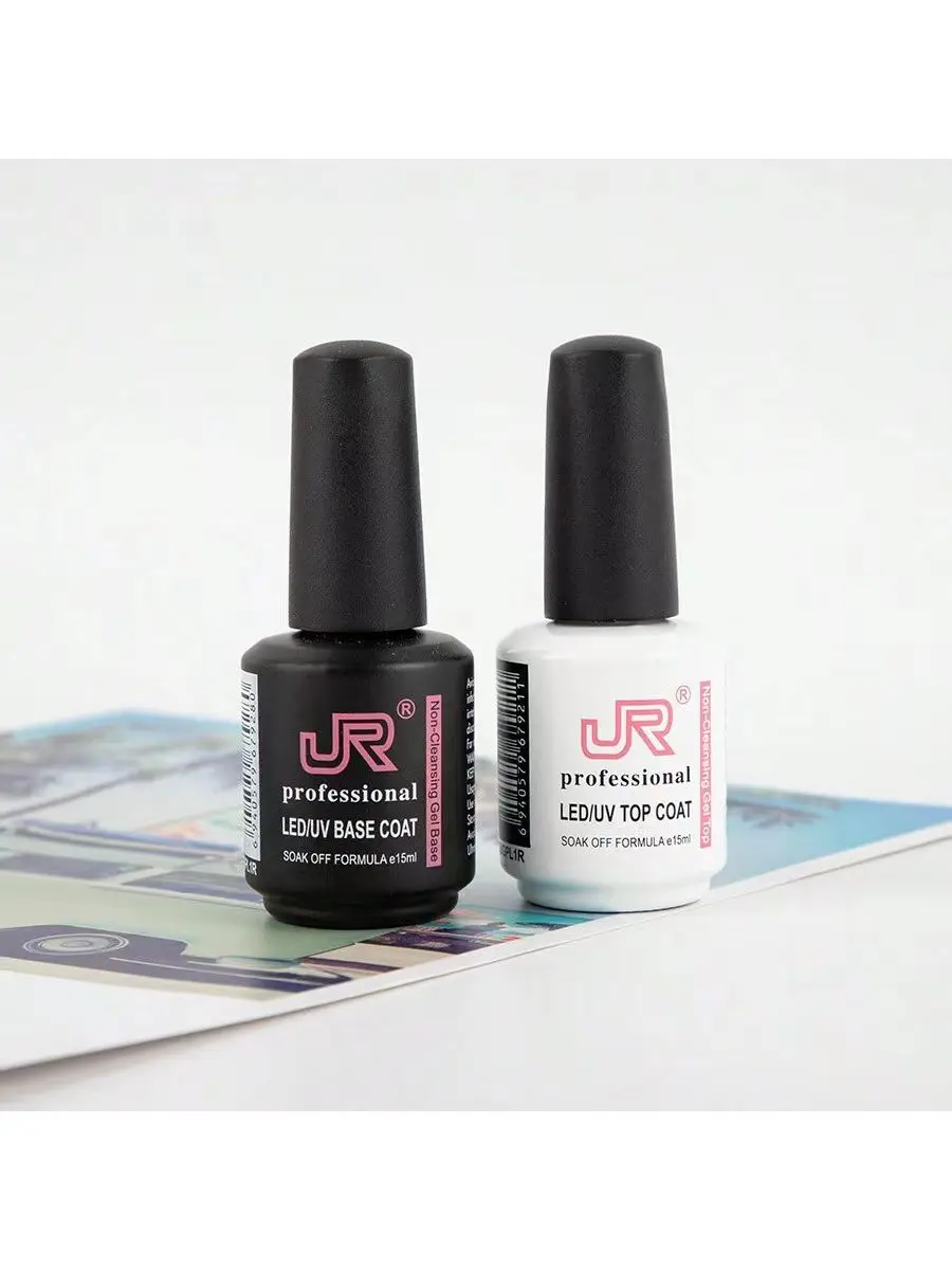 15Ml 6 Stks/doos Top Coat Base Coat Met Jr Private Label Langdurige Versterkende Bling Nagelgel Top En Base Coat Nagellak