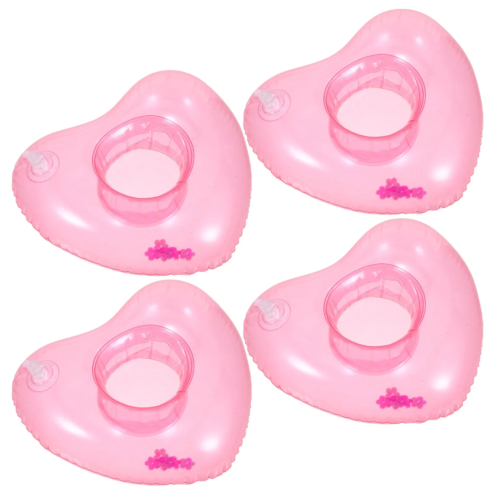 

4Pcs Inflatable Floating Heart Shape Drink Holders Premium PVC Summer Beach Pool Party Accessories Floating Cup Holder