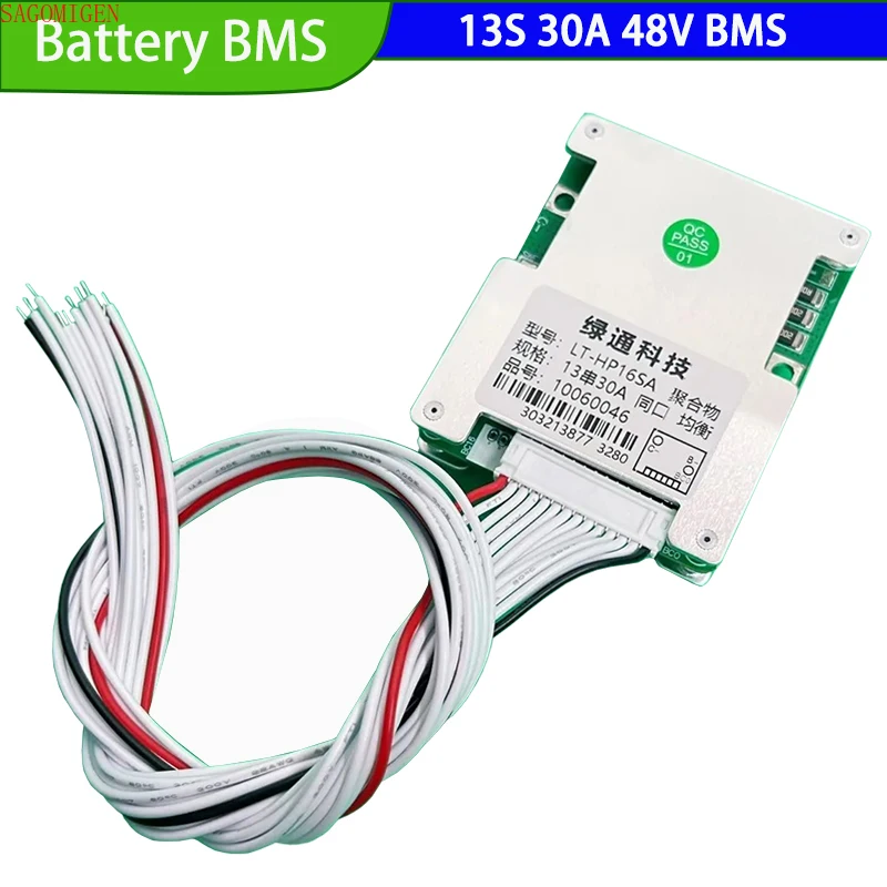 

30A 13S 48V BMS Electric Bicycle Scooter 48V Lithium Battery Protection Board Suitable for 13S 18650/21700 Lithium Battery Pack