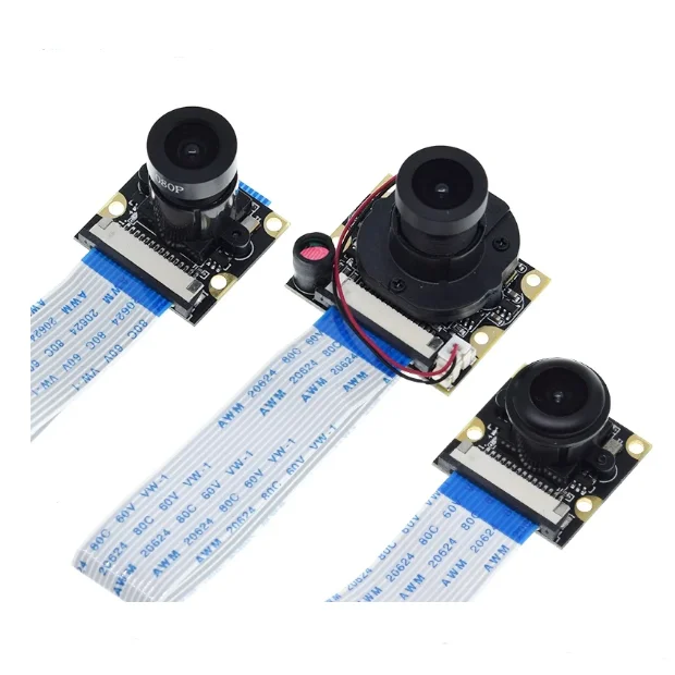 Câmera olho de peixe com visão noturna Raspberry Pi 4 5MP OV5647 Câmera ajustável com foco de 70/95/160 graus