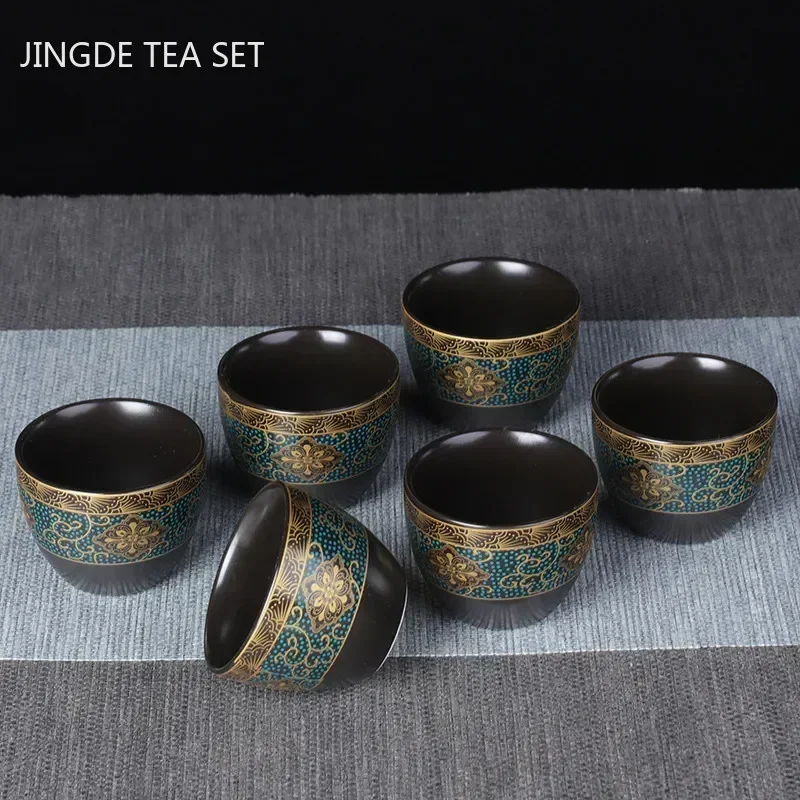 6 Pcs/set Boutique Yixing Purple Clay Teacup Travel Handmade Tea Bowl Master Cup Customized Household Tea Set Accessories