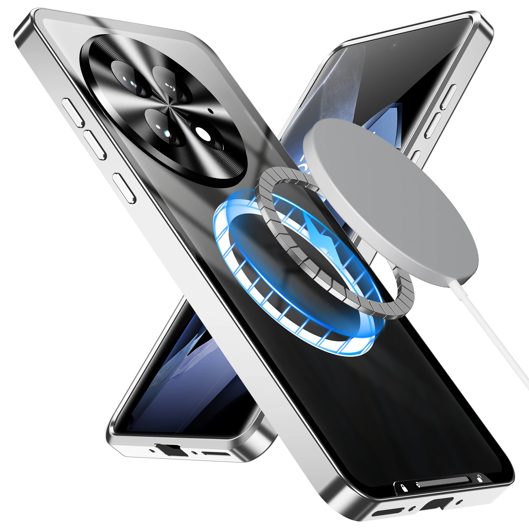 

For Oneplus 13 Magsafe Case Magnetic Wireless Charging Cover Camera Lens Protection for Oneplus 13 Metal Shell Hard Back Case