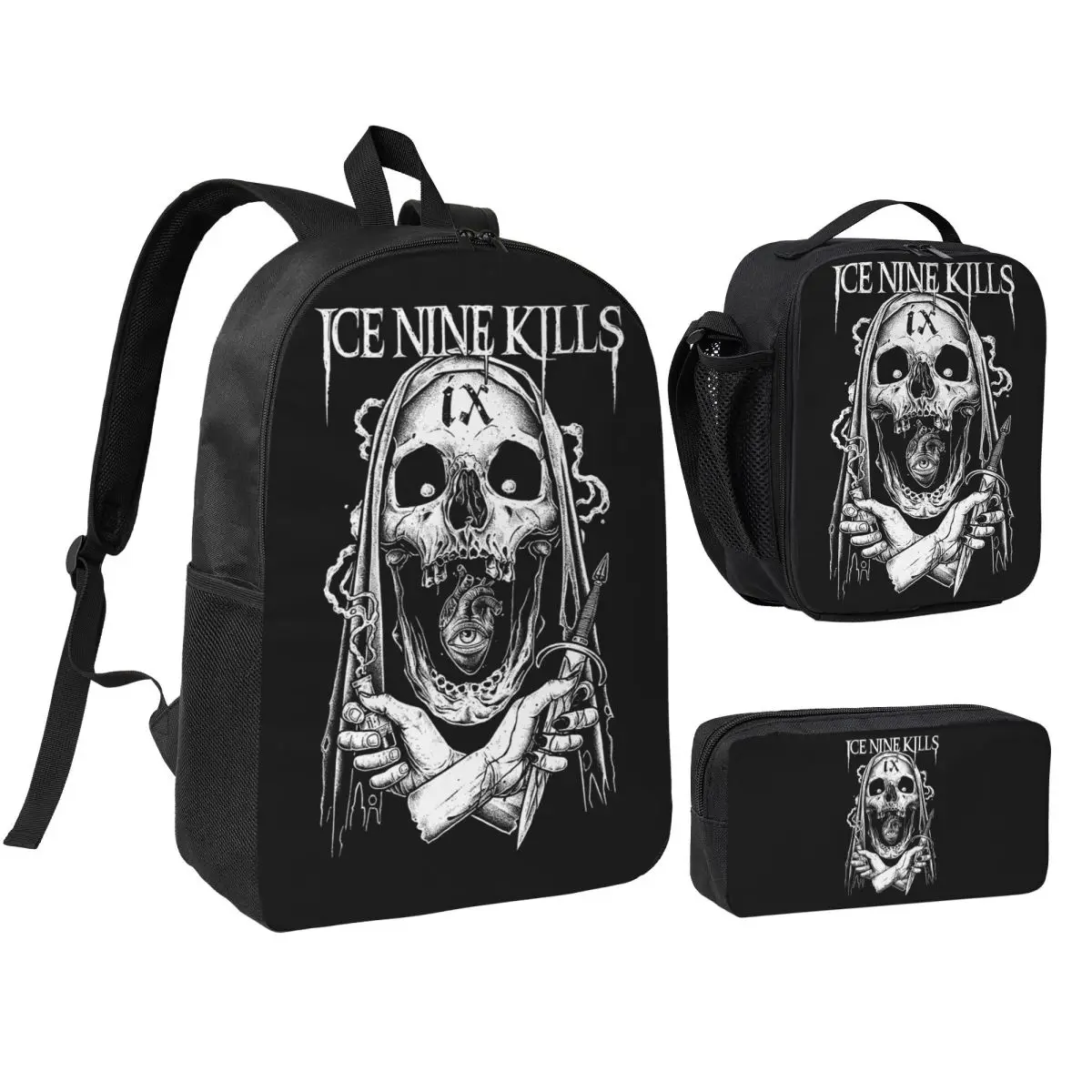 

Michele Nolli Ice Nine Kills Backpack Student BookBag School Bag Shoulder Bags 3ps Insulated Lunch Bag Pencil Case
