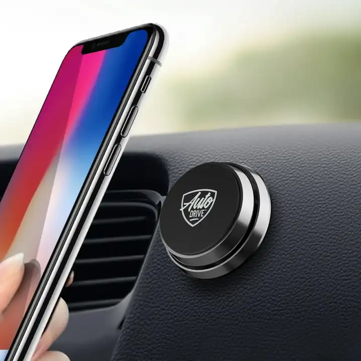 

Black Multi-Use Magnetic Dash Mount Phone Holder, Built-in Magnets, Single-Hand Operation