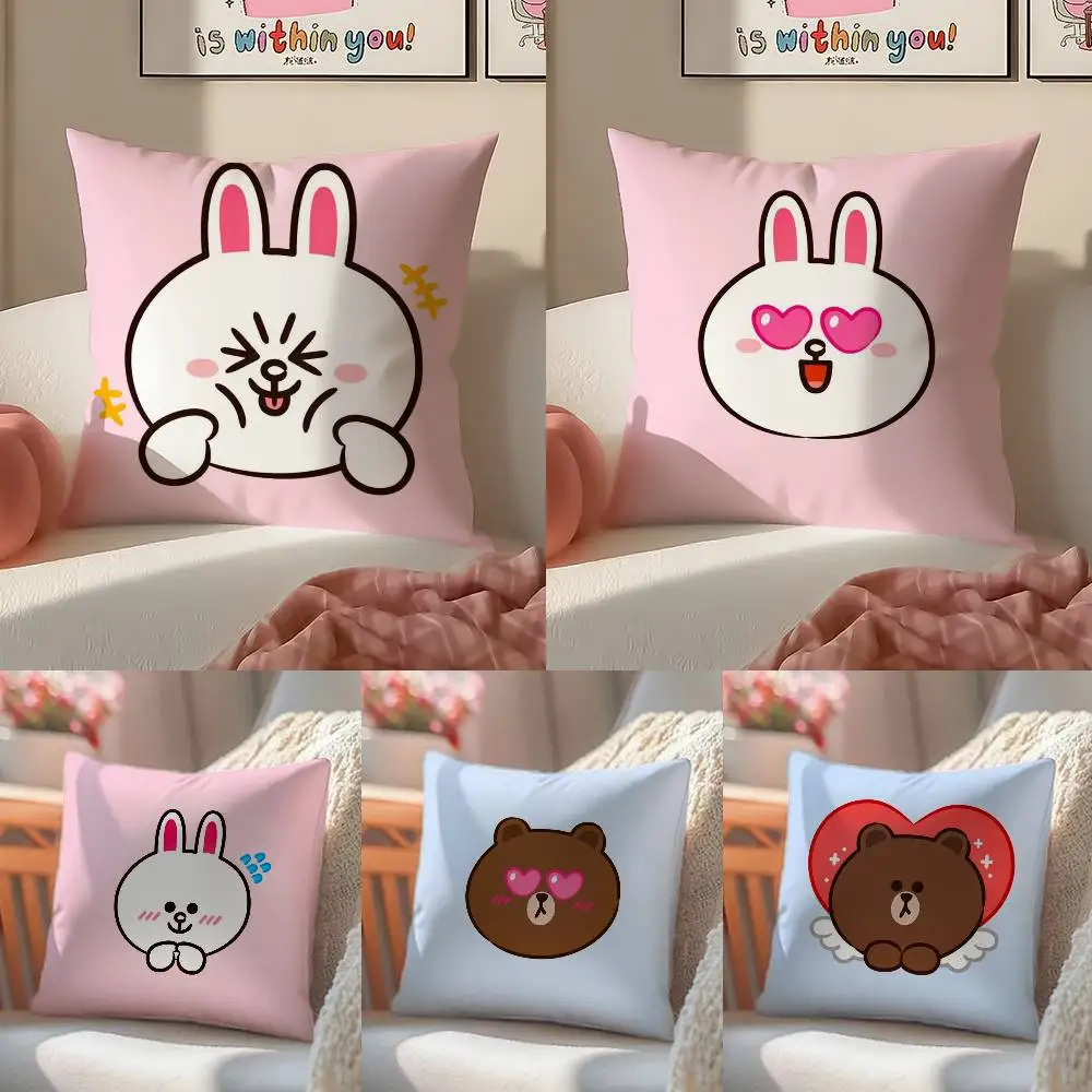 Cute little bear pillowcase living room sofa chair cushion cover home room decoration without pillow core