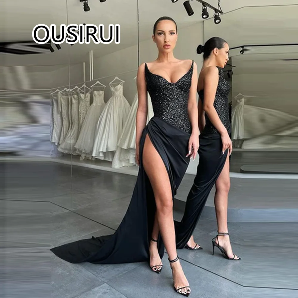 

Модное атласное вечернее платье без бретелек для особых случаев, сексуальное платье русалки с высоким разрезом и открытой спиной, платье подружки невесты на заказ