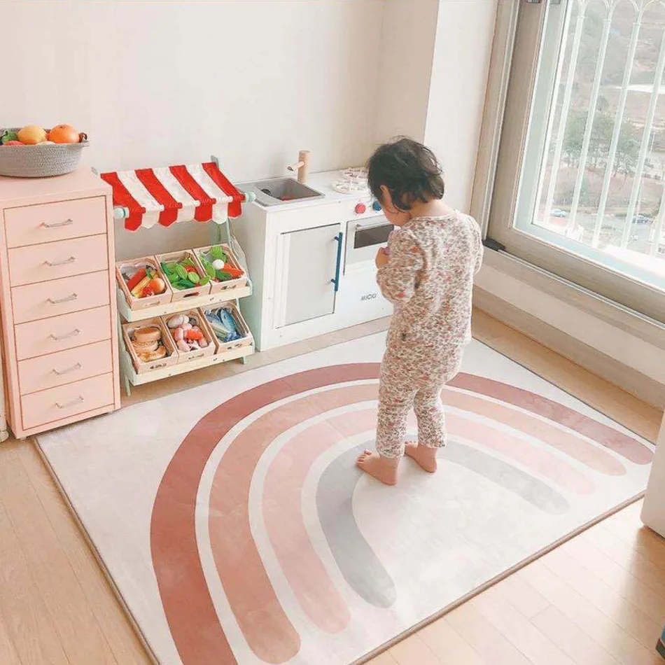 

Cartoon Rainbow Rug Decorate Carpet for Kids Room Soft Children Crawling Mat Home Living Room Rug Fashion Nordic Style