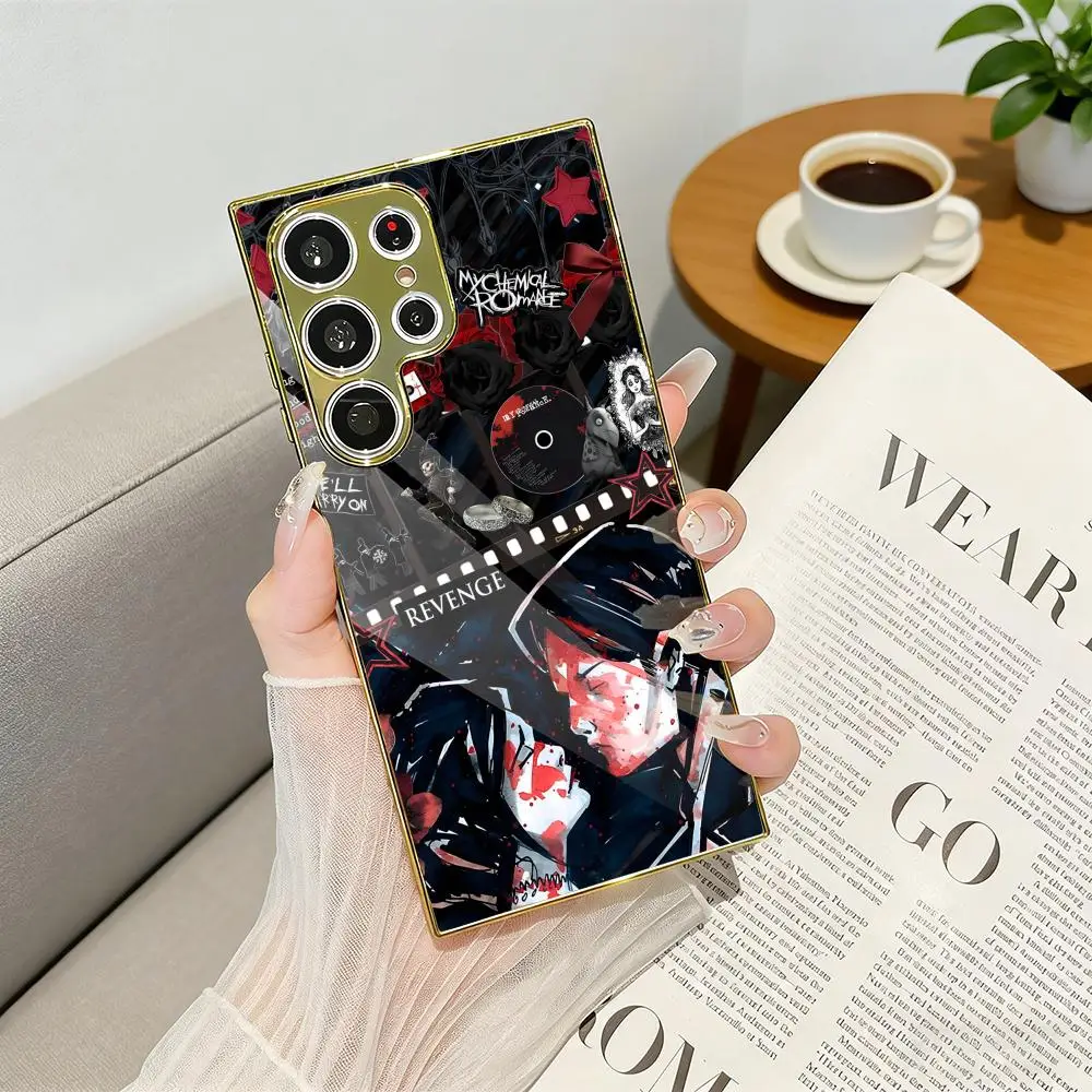 ROCK Band My C-Chemical Romance Phone Case Luxury Electroplated Metal Frame Case For Samsung Galaxy S25 S24 S23 Ultra