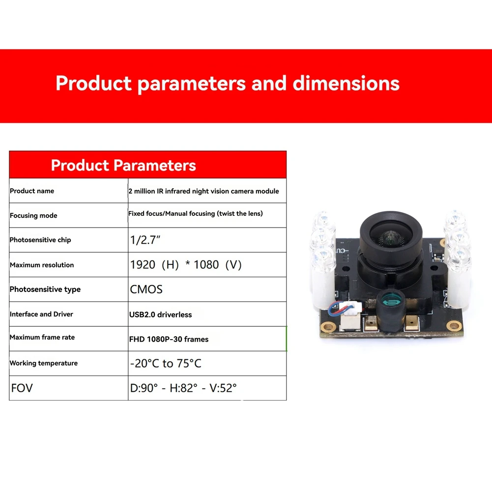 Module de caméra visuelle nocturne infrarouge, Interface USB dynamique, Module de caméra pour enregistreur de conduite