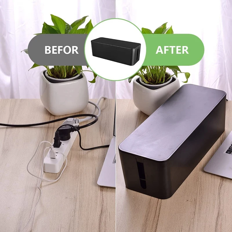 Cable Management Box, Wire Storage Box, Used To Hide The Power Strip, Suitable For Home/Office (Black)