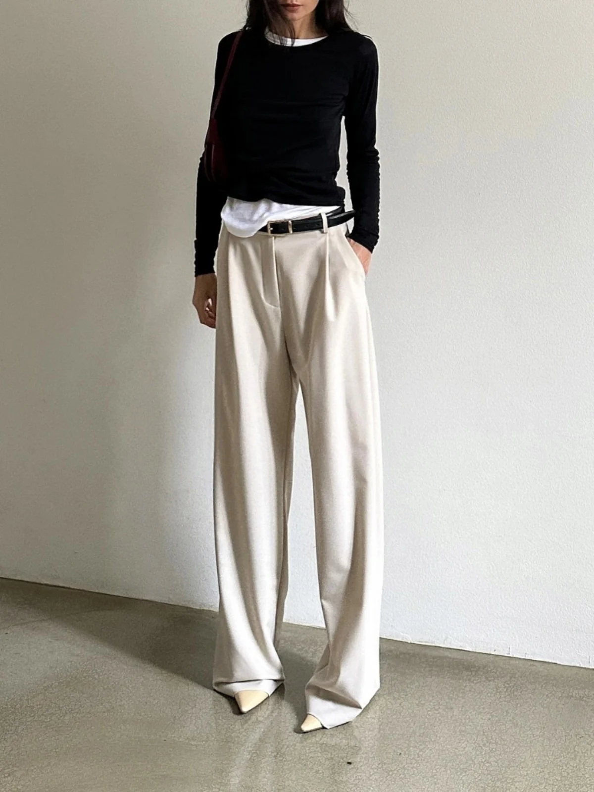 

Spring 2025 Pepamack Loose Hanging Floor-Length Casual Pants Fashionable Wide Leg Straight Cut Ladies' Comfortable Trousers