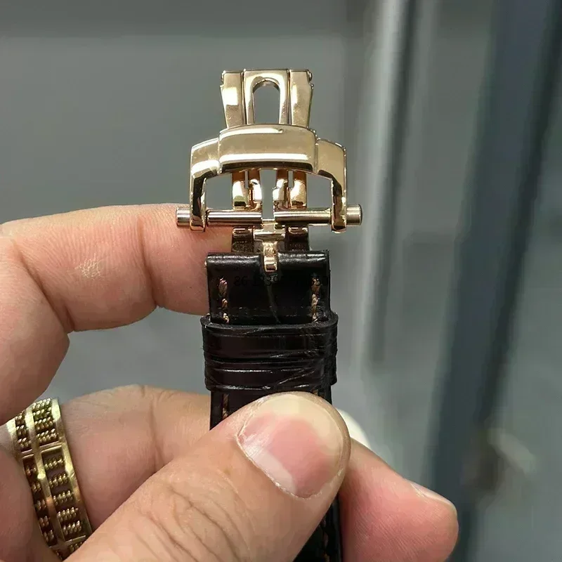 ساعة رجالية ذات علامة تجارية فاخرة أوتوماتيكية ميكانيكية متعددة الوظائف ساعات من الفولاذ المقاوم للصدأ والياقوت والجلود للرجال