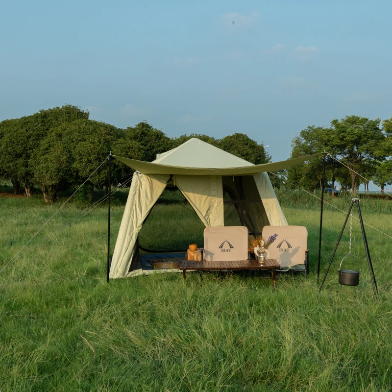 

Portable Ultraviolet-Proof 4 Season Inflatable Tent 4-8 Persons Easy Setup Waterproof Windproof Self-Supporting Air Tent Pump