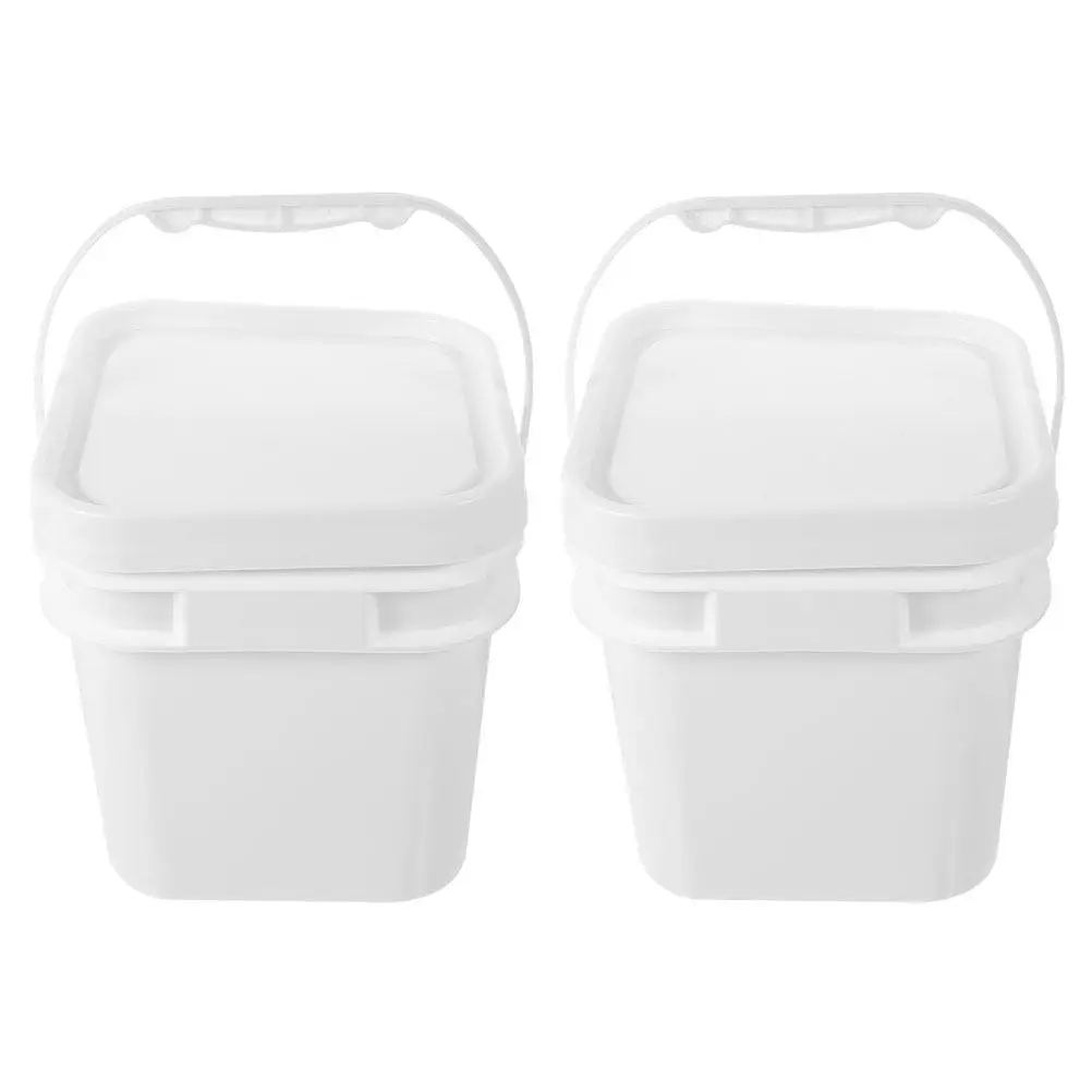 2Pcs Paint Bucket with Lid Lightweight Plastic Bucket Ergonomic Handle Paint Storage Container Reusable for Painting